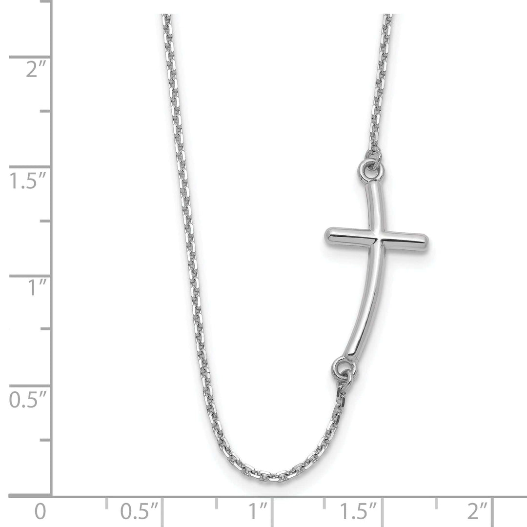 Lovely Rita's Pendants & Charms 14k White Large Sideways Curved Cross Necklace
