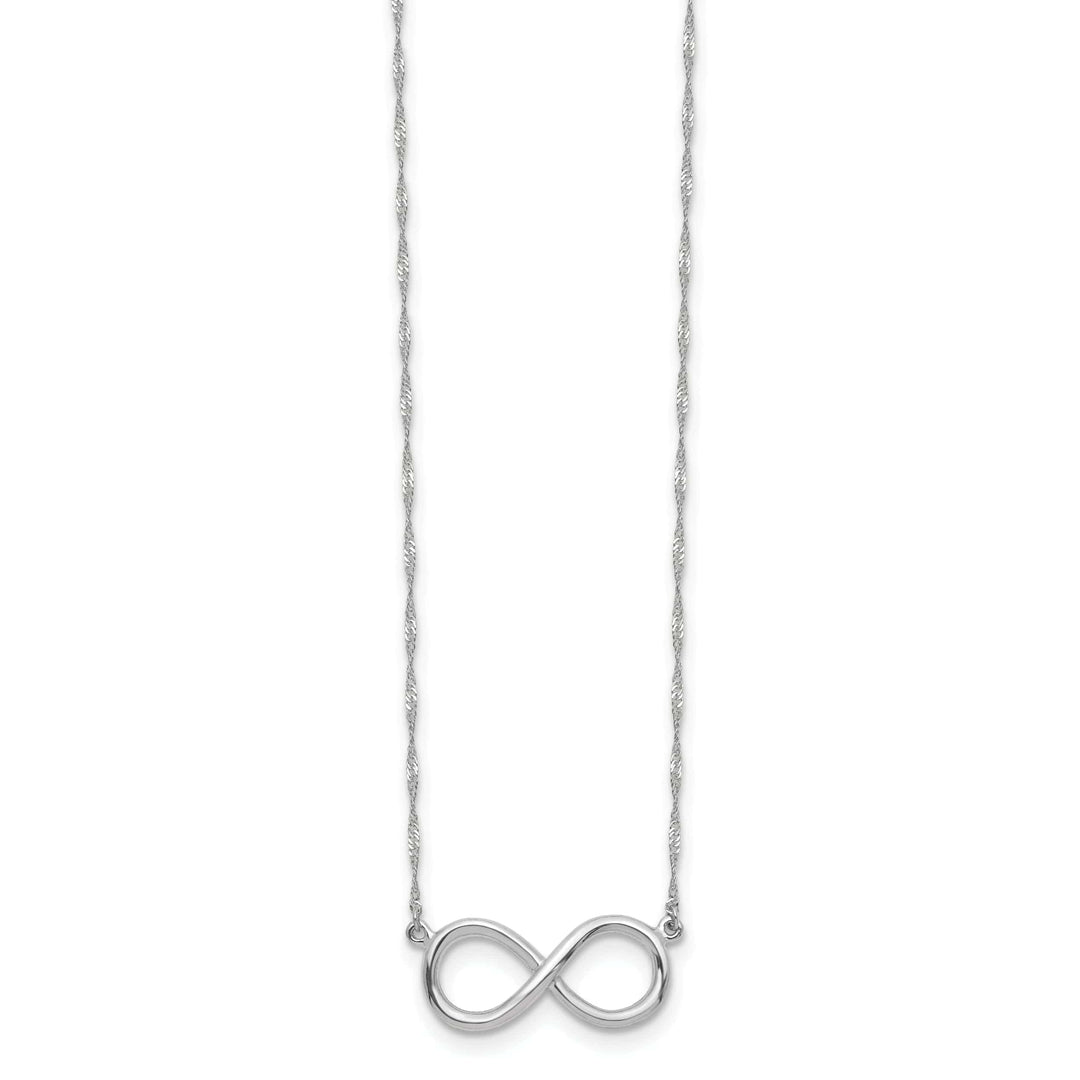 Lovely Rita's Pendants & Charms 14K White Polished Finish Infinity Design Pendant in a 16.75-Inch Singapore Chain Necklace Set