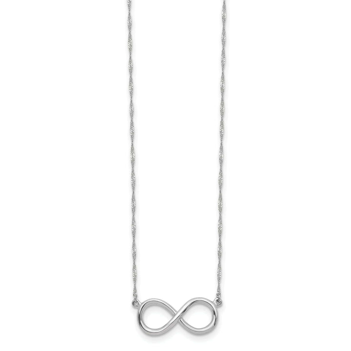 Lovely Rita's Pendants & Charms 14K White Polished Finish Infinity Design Pendant in a 16.75-Inch Singapore Chain Necklace Set