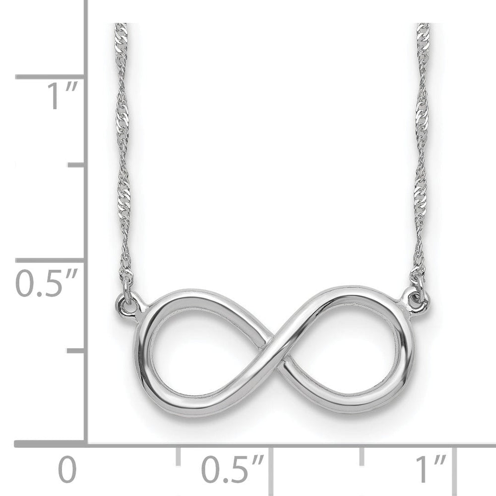 Lovely Rita's Pendants & Charms 14K White Polished Finish Infinity Design Pendant in a 16.75-Inch Singapore Chain Necklace Set