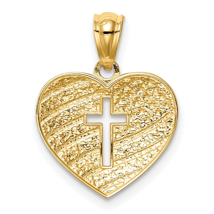 Lovely Rita's Pendants & Charms 14K White Rhodium USA Flag With Cross Heart Pendant