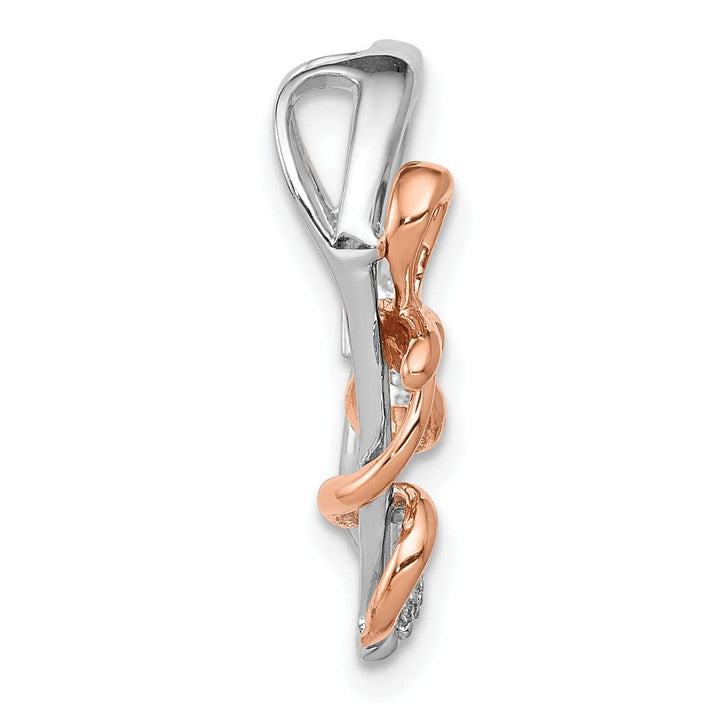 Lovely Rita's Pendants & Charms 14k White, Rose Gold Closed Back Polished Finish 0.06-CT Diamond Polished Heart with Fancy Bow Design Chain Slide Pendant will not fit on Omega Chain