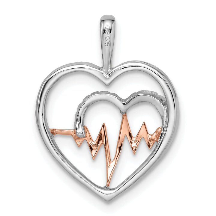 Lovely Rita's Pendants & Charms 14k White, Rose Gold Polished Finish 0.048-CT Diamond Women's Heart in Heart Modern Fancy Design Charm Pendant