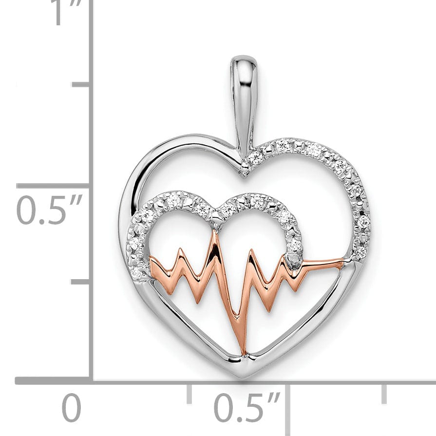 Lovely Rita's Pendants & Charms 14k White, Rose Gold Polished Finish 0.048-CT Diamond Women's Heart in Heart Modern Fancy Design Charm Pendant