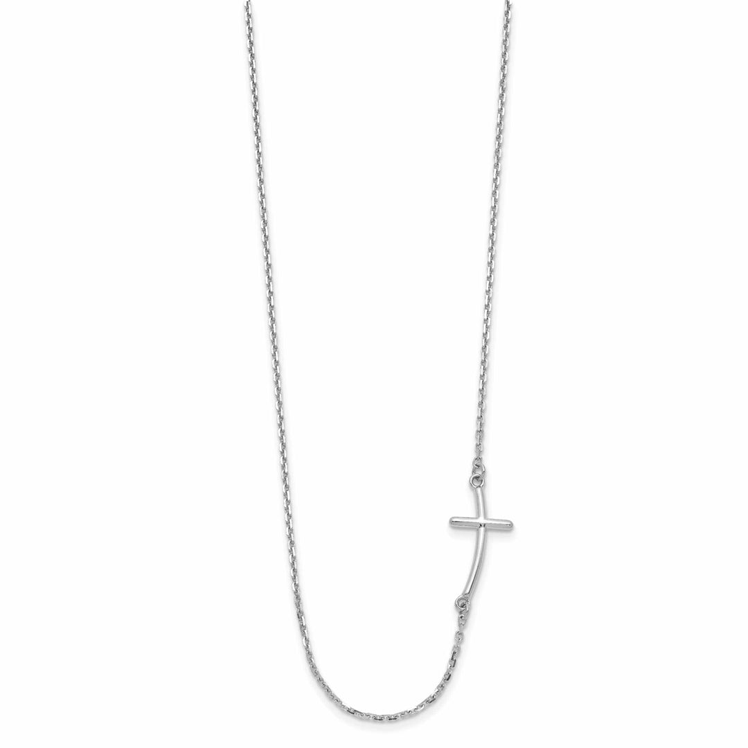 Lovely Rita's Pendants & Charms 14k White Small Sideways Curved Cross Necklace
