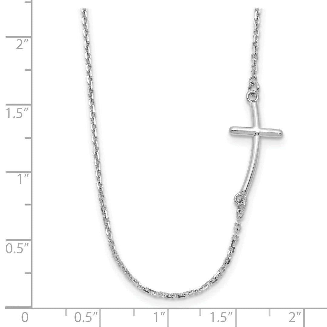 Lovely Rita's Pendants & Charms 14k White Small Sideways Curved Cross Necklace
