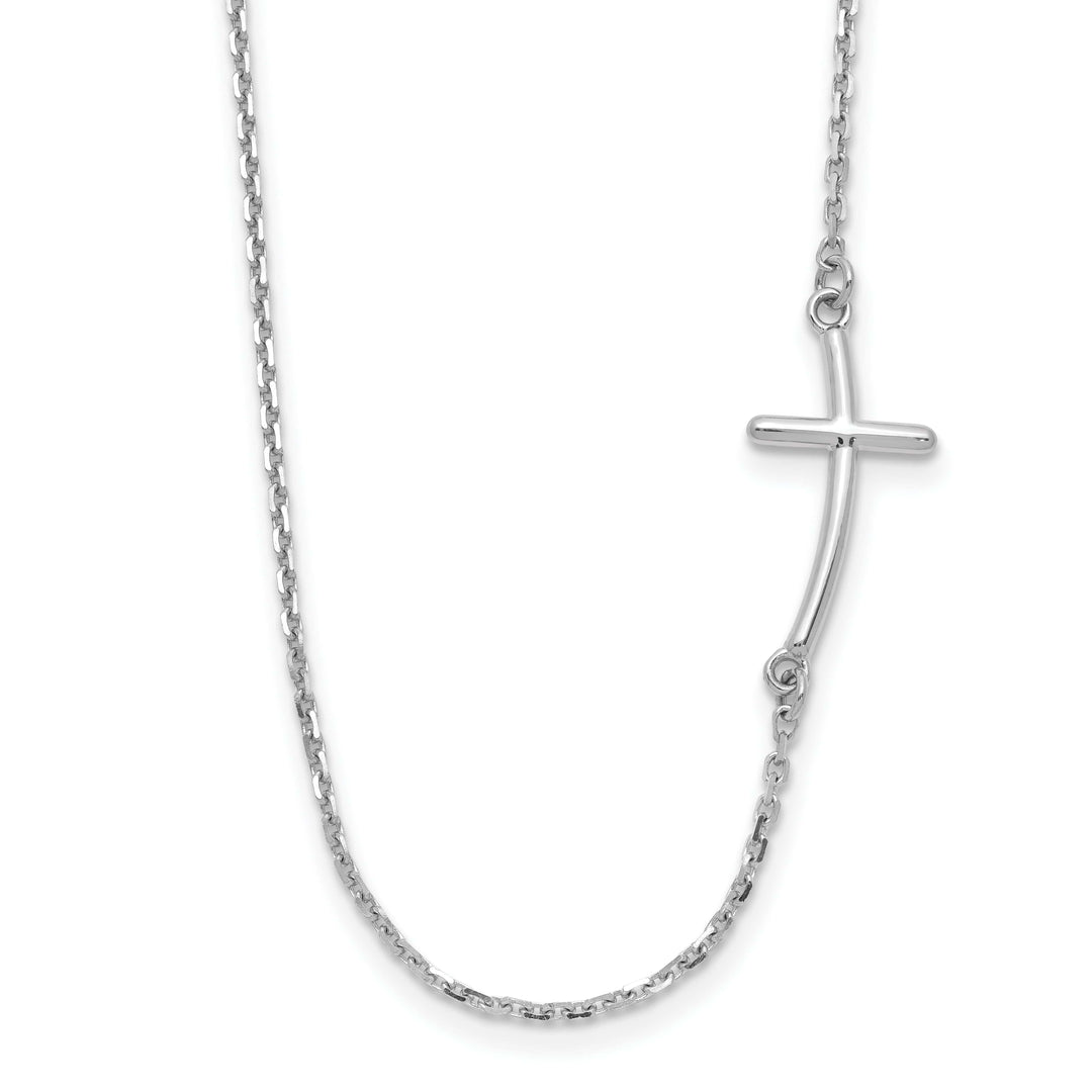 Lovely Rita's Pendants & Charms 14k White Small Sideways Curved Cross Necklace