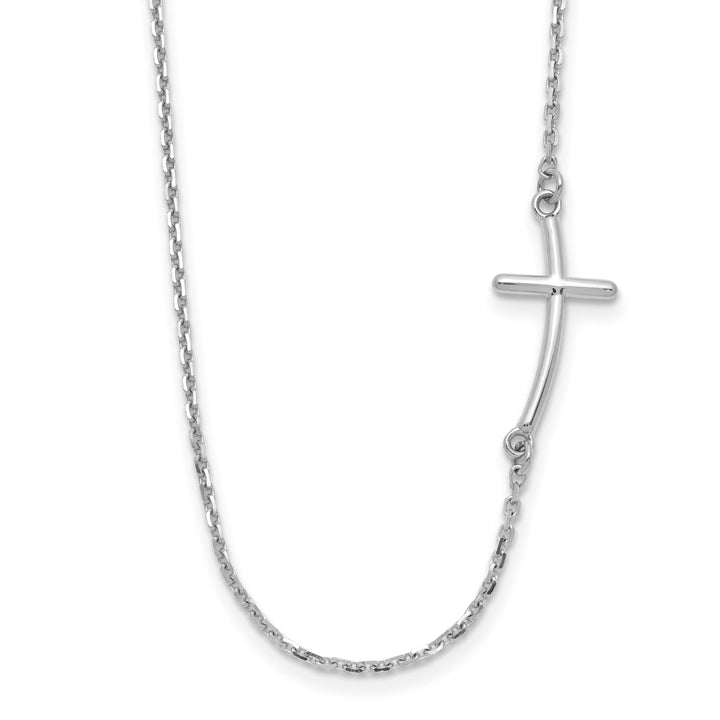 Lovely Rita's Pendants & Charms 14k White Small Sideways Curved Cross Necklace