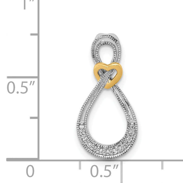 Lovely Rita's Pendants & Charms 14k White Yellow Gold 0.05-CT Diamond Infinity in Heart Design Chain Slide