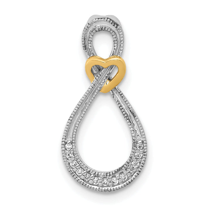 Lovely Rita's Pendants & Charms 14k White Yellow Gold 0.05-CT Diamond Infinity in Heart Design Chain Slide