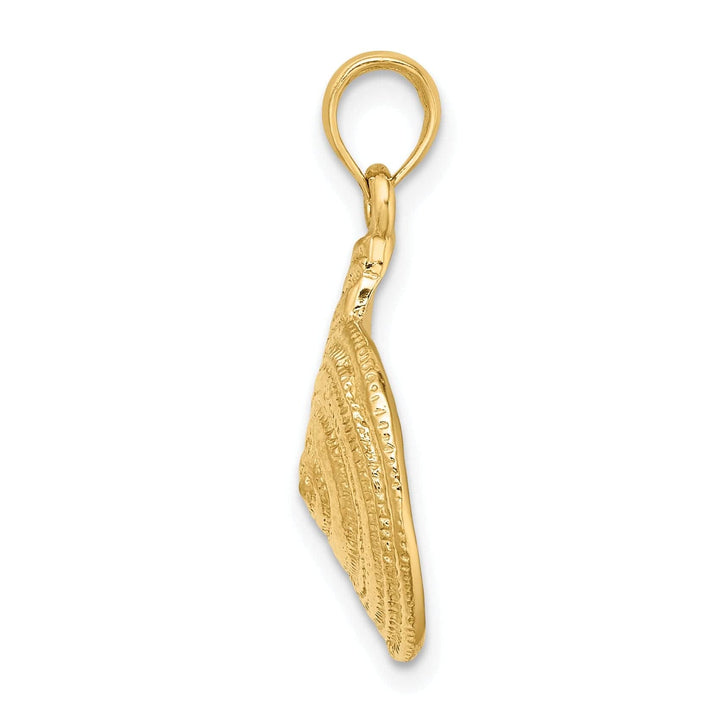 Lovely Rita's Pendants & Charms 14K Yelloe Gold Solid Textured Polished Finish Troca Open Back Shell Charm Pendant