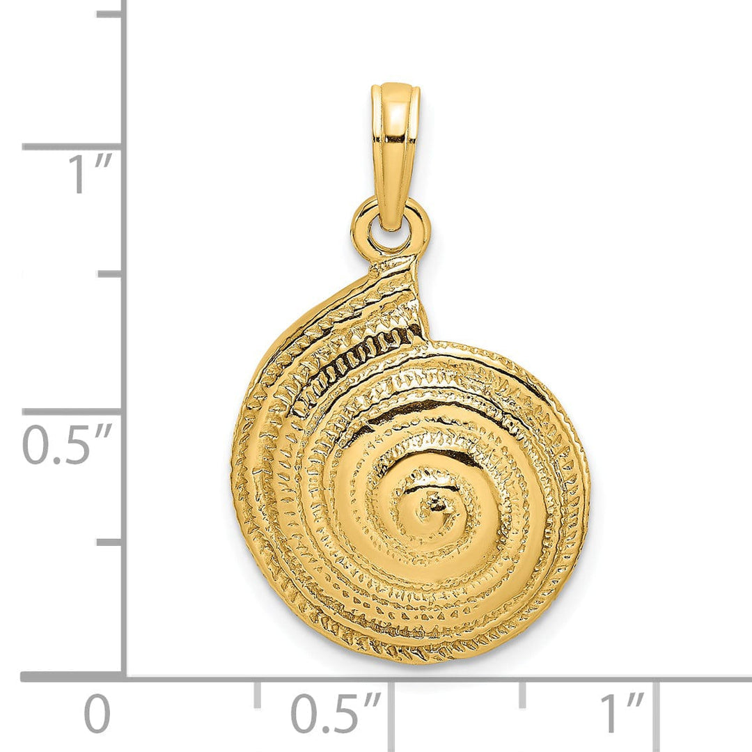 Lovely Rita's Pendants & Charms 14K Yelloe Gold Solid Textured Polished Finish Troca Open Back Shell Charm Pendant