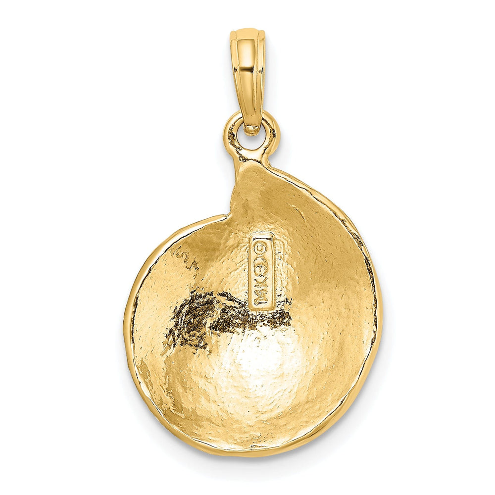 Lovely Rita's Pendants & Charms 14K Yelloe Gold Solid Textured Polished Finish Troca Open Back Shell Charm Pendant