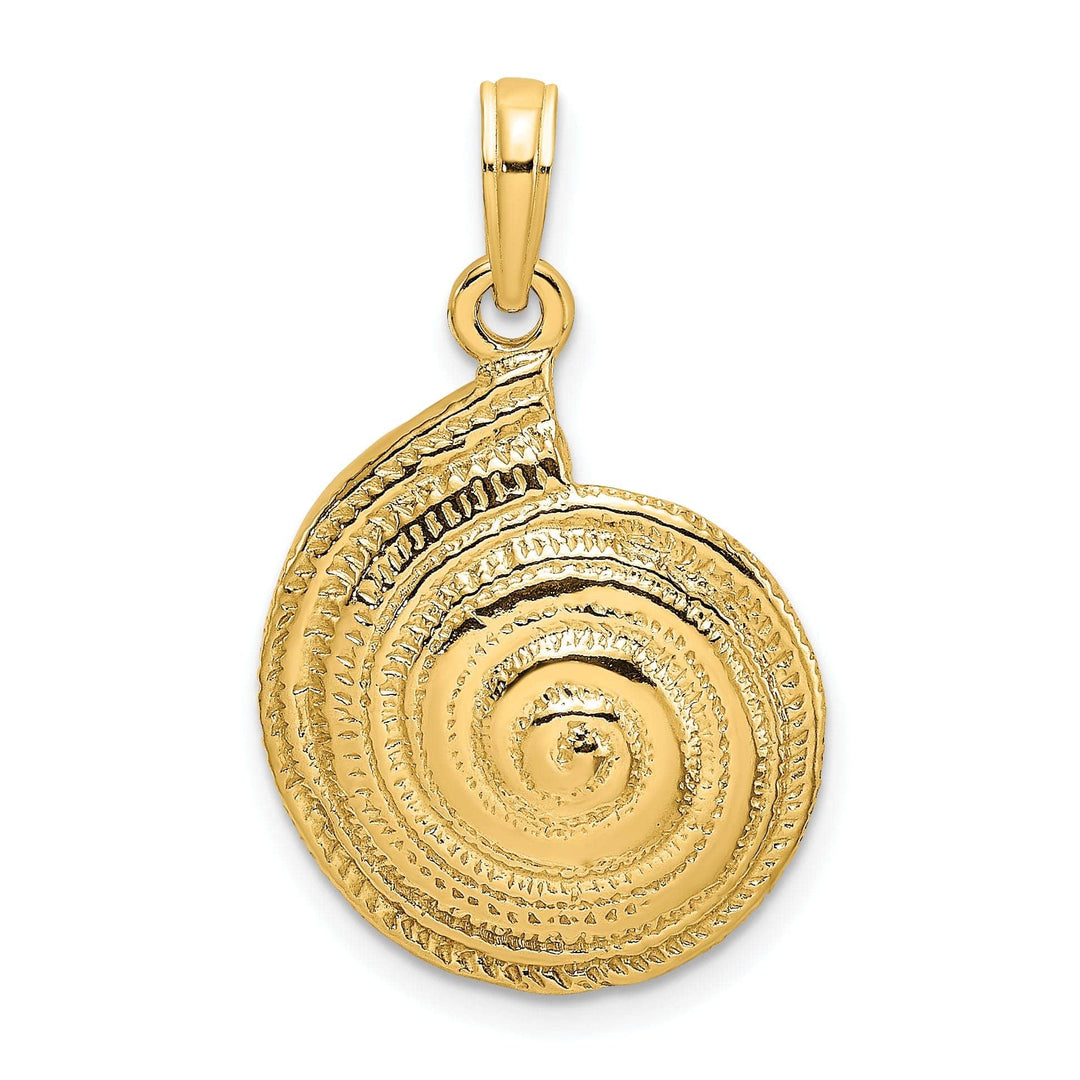 Lovely Rita's Pendants & Charms 14K Yelloe Gold Solid Textured Polished Finish Troca Open Back Shell Charm Pendant