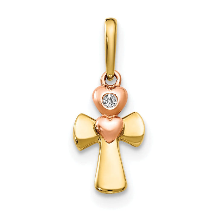 Lovely Rita's Pendants & Charms 14k Yellow and Rose Gold Cross Heart Pendant