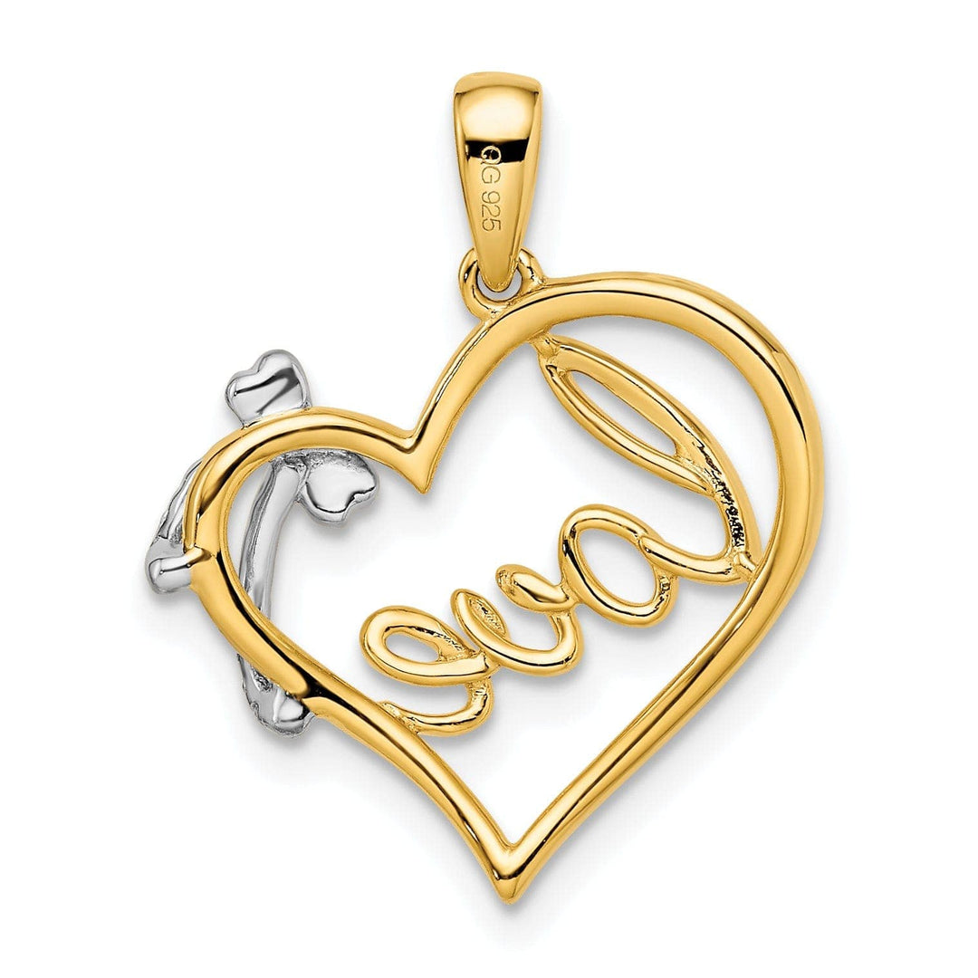 Lovely Rita's Pendants & Charms 14k Yellow Gold 0.063-CT Diamond Heart with Bow Design Pendant