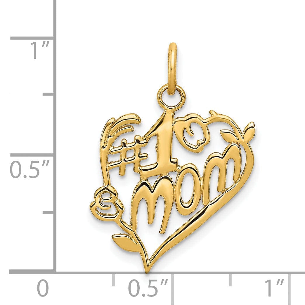 Lovely Rita's Pendants & Charms 14k Yellow Gold #1 Mom Heart Charm Pendant