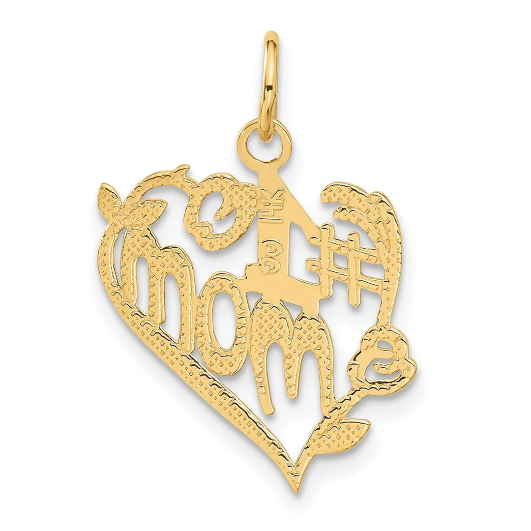 Lovely Rita's Pendants & Charms 14k Yellow Gold #1 Mom Heart Charm Pendant