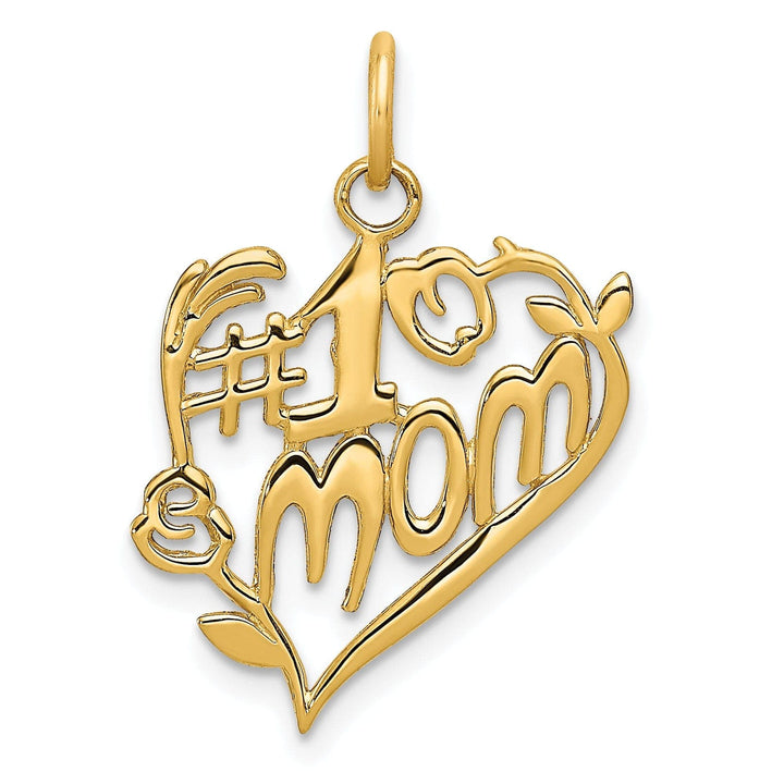 Lovely Rita's Pendants & Charms 14k Yellow Gold #1 Mom Heart Charm Pendant