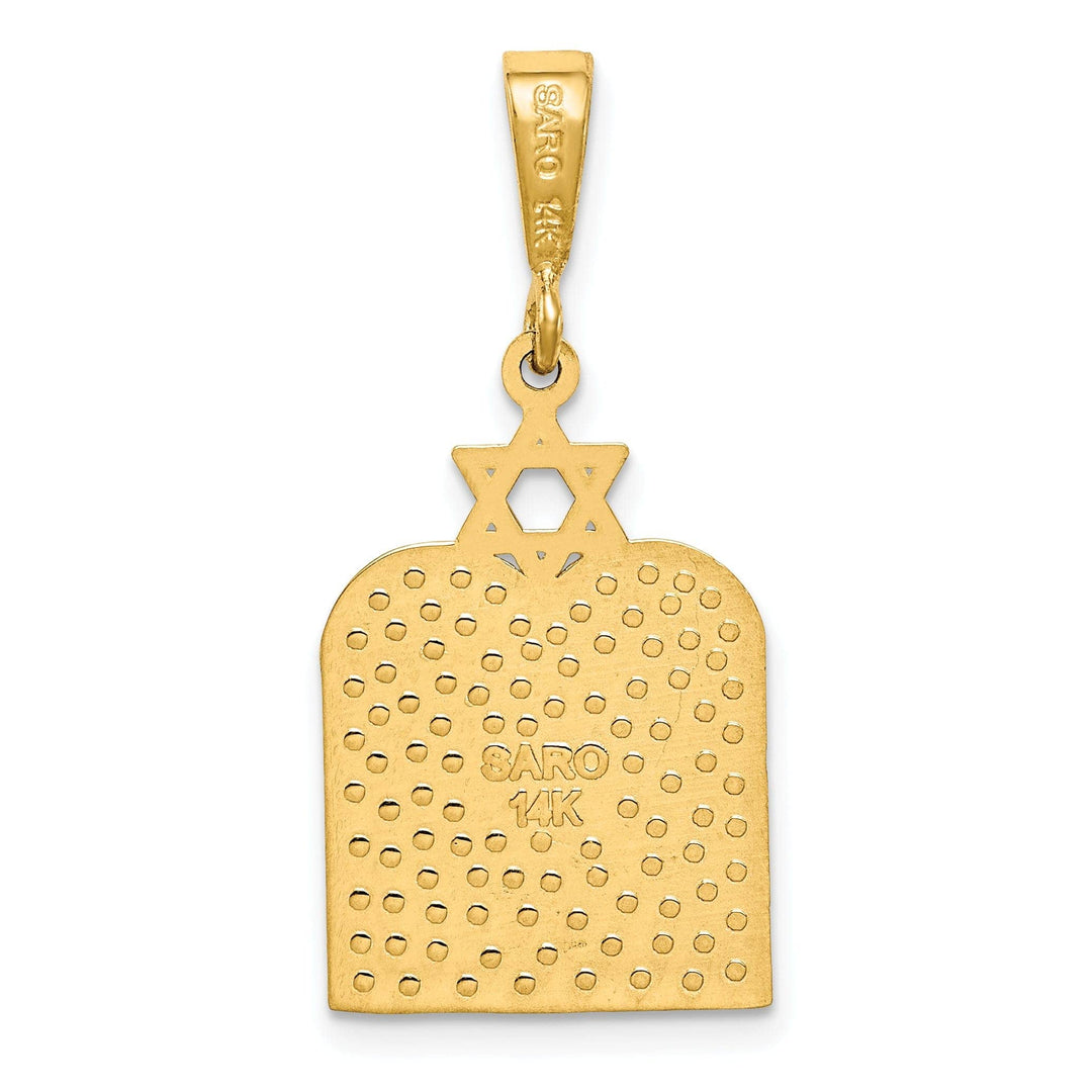 Lovely Rita's Pendants & Charms 14K Yellow Gold 10 Commandment Tablets with Star Of David Pendant