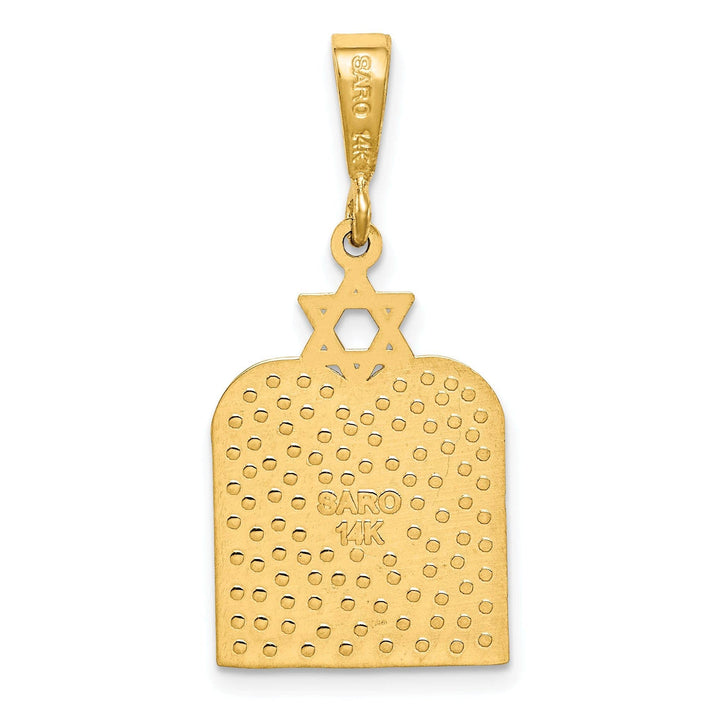Lovely Rita's Pendants & Charms 14K Yellow Gold 10 Commandment Tablets with Star Of David Pendant