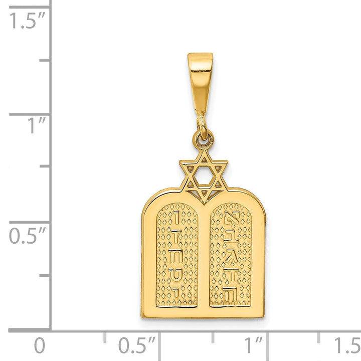 Lovely Rita's Pendants & Charms 14K Yellow Gold 10 Commandment Tablets with Star Of David Pendant