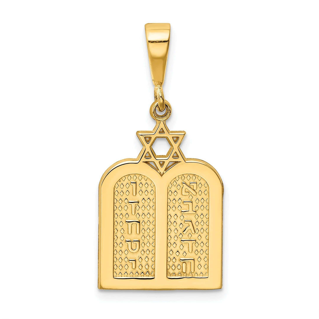 Lovely Rita's Pendants & Charms 14K Yellow Gold 10 Commandment Tablets with Star Of David Pendant