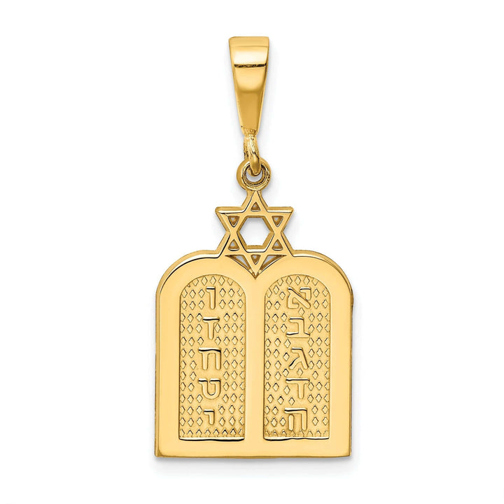 Lovely Rita's Pendants & Charms 14K Yellow Gold 10 Commandment Tablets with Star Of David Pendant