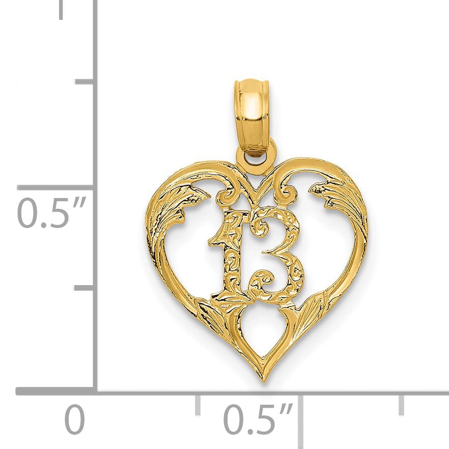 Lovely Rita's Pendants & Charms 14k Yellow Gold 13 in Heart Cut-out Pendant