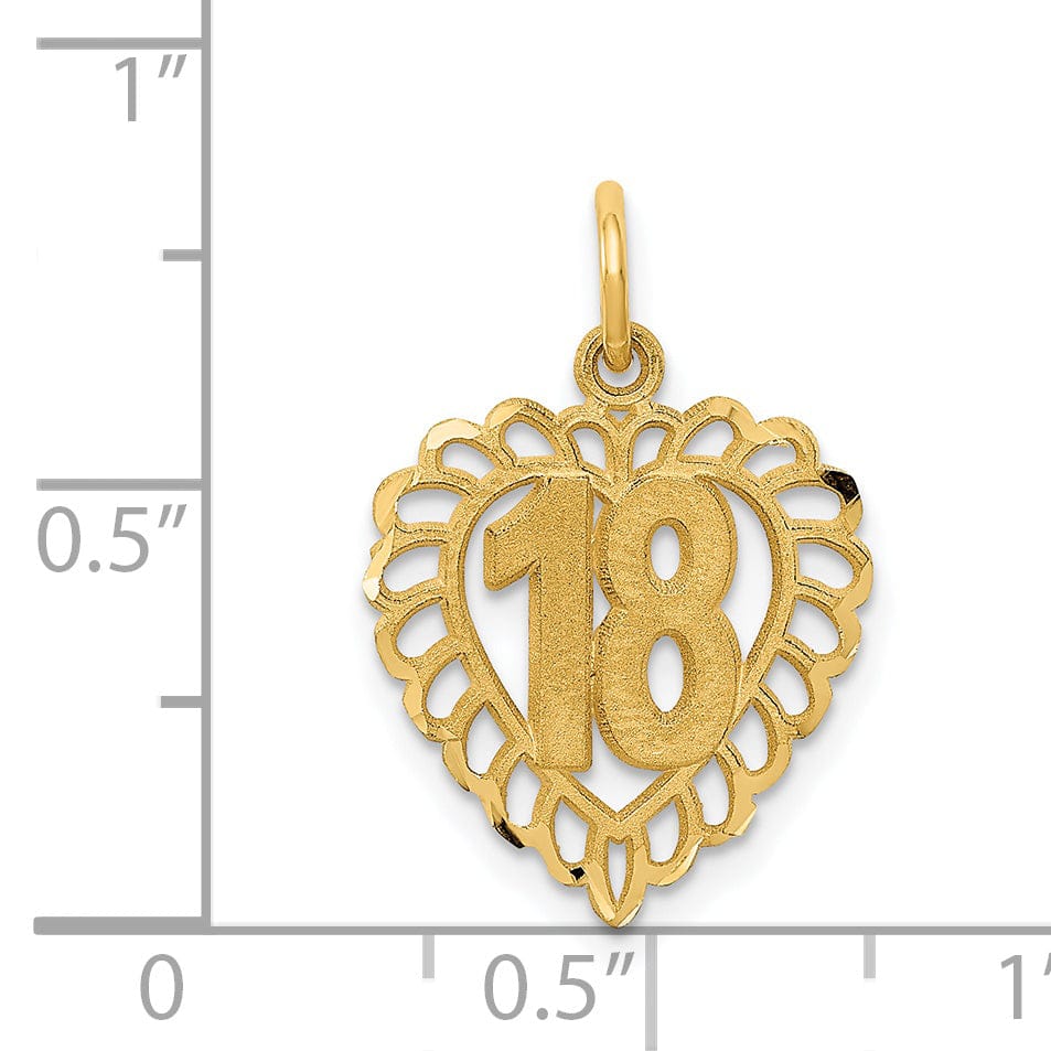 Lovely Rita's Pendants & Charms 14k Yellow Gold 18th Heart Charm Pendant