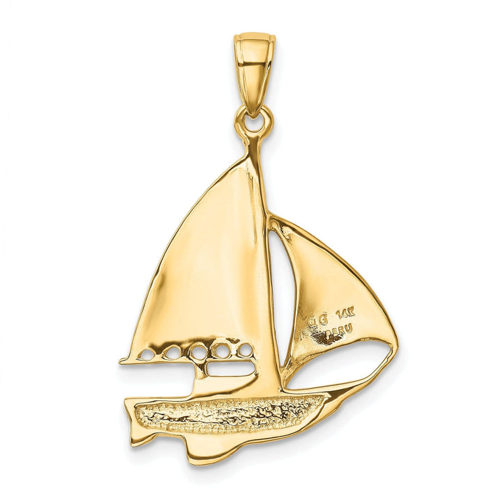 Lovely Rita's Pendants & Charms 14k Yellow Gold 2-D Blue White Sailboat Pendant