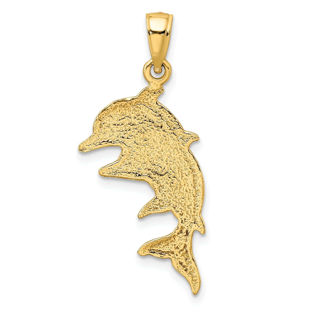 Lovely Rita's Pendants & Charms 14K Yellow Gold 2-D Polished Dolphins Design Pendant