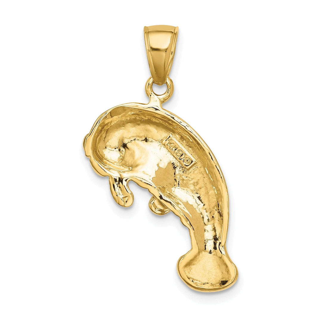 Lovely Rita's Pendants & Charms 14K Yellow Gold 2-D Polished Finish Swimming Manatee Design Pendant