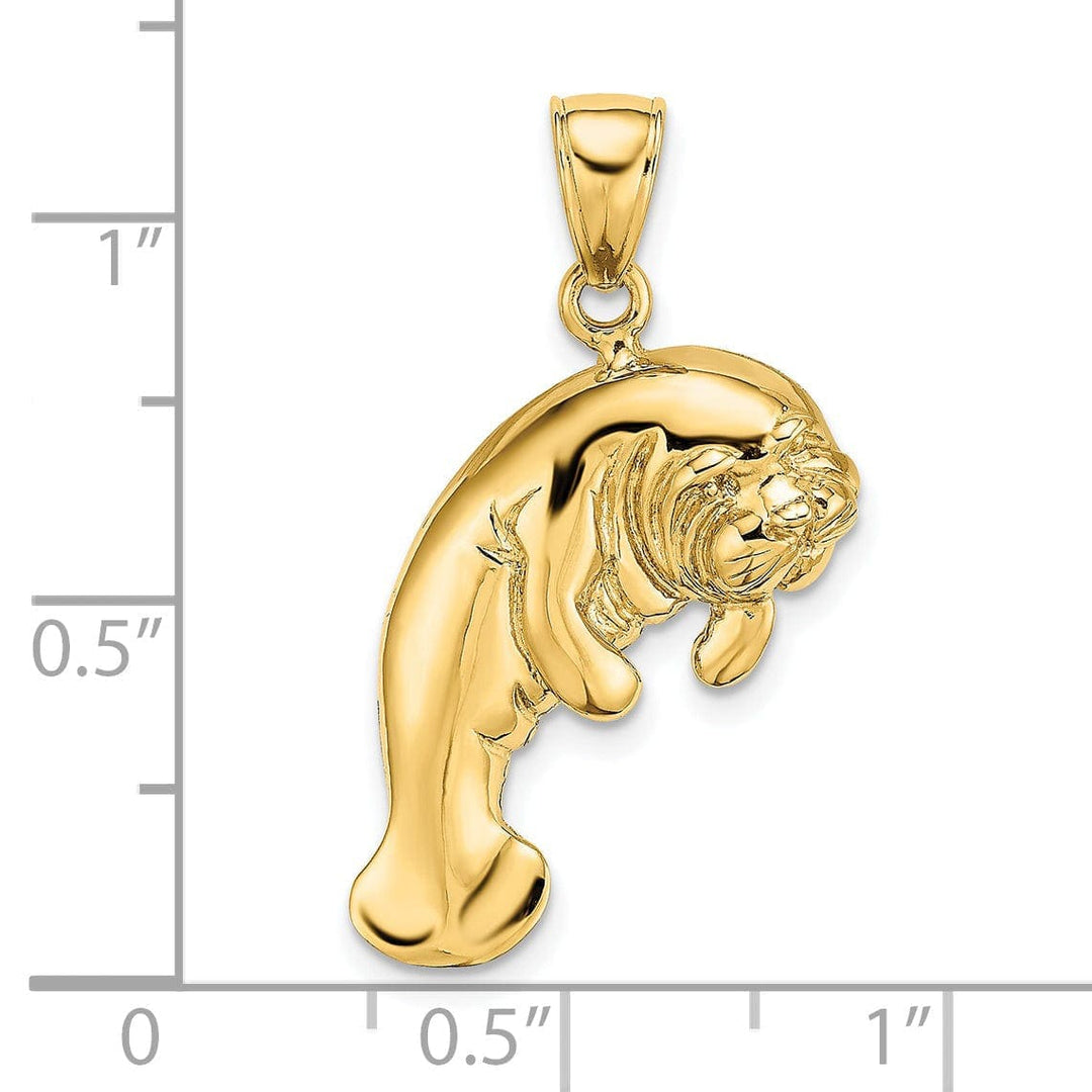 Lovely Rita's Pendants & Charms 14K Yellow Gold 2-D Polished Finish Swimming Manatee Design Pendant