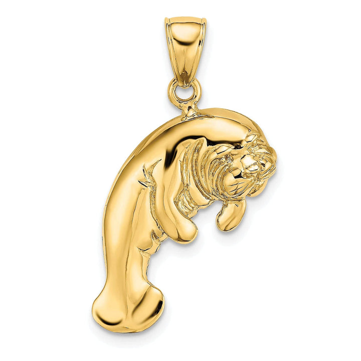 Lovely Rita's Pendants & Charms 14K Yellow Gold 2-D Polished Finish Swimming Manatee Design Pendant