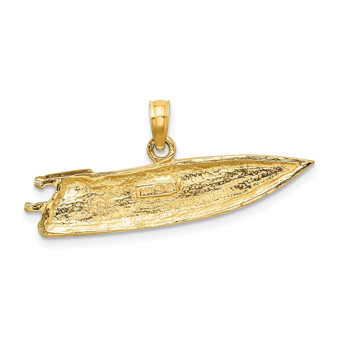 Lovely Rita's Pendants & Charms 14K Yellow Gold 2-Dimensional Polish Textured Finish SPEED BOAT Charm Pendant
