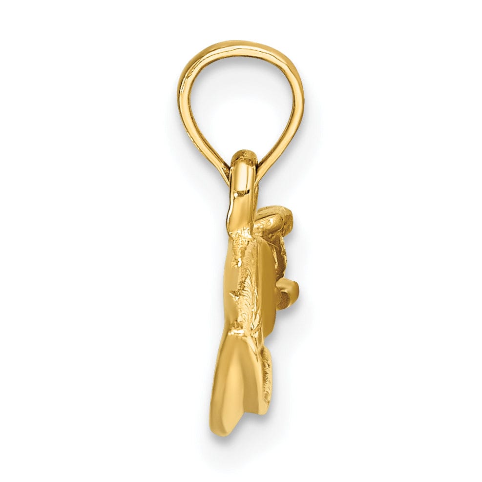 Lovely Rita's Pendants & Charms 14K Yellow Gold 2-Dimensional Polish Textured Finish SPEED BOAT Charm Pendant