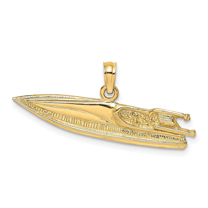 Lovely Rita's Pendants & Charms 14K Yellow Gold 2-Dimensional Polish Textured Finish SPEED BOAT Charm Pendant