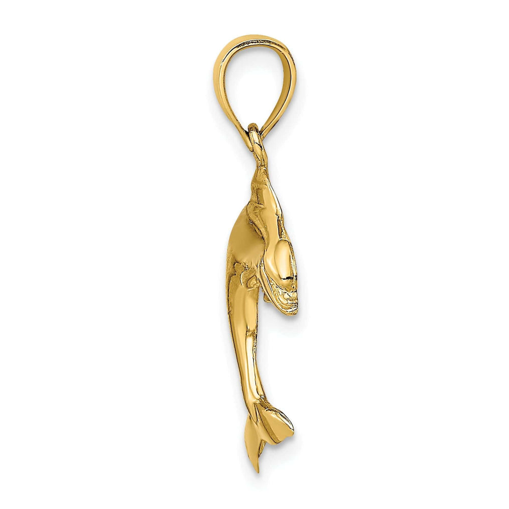 Lovely Rita's Pendants & Charms 14K Yellow Gold 2-Dimensional Polished Finish Dolphin Jumping Design Charm Pendant