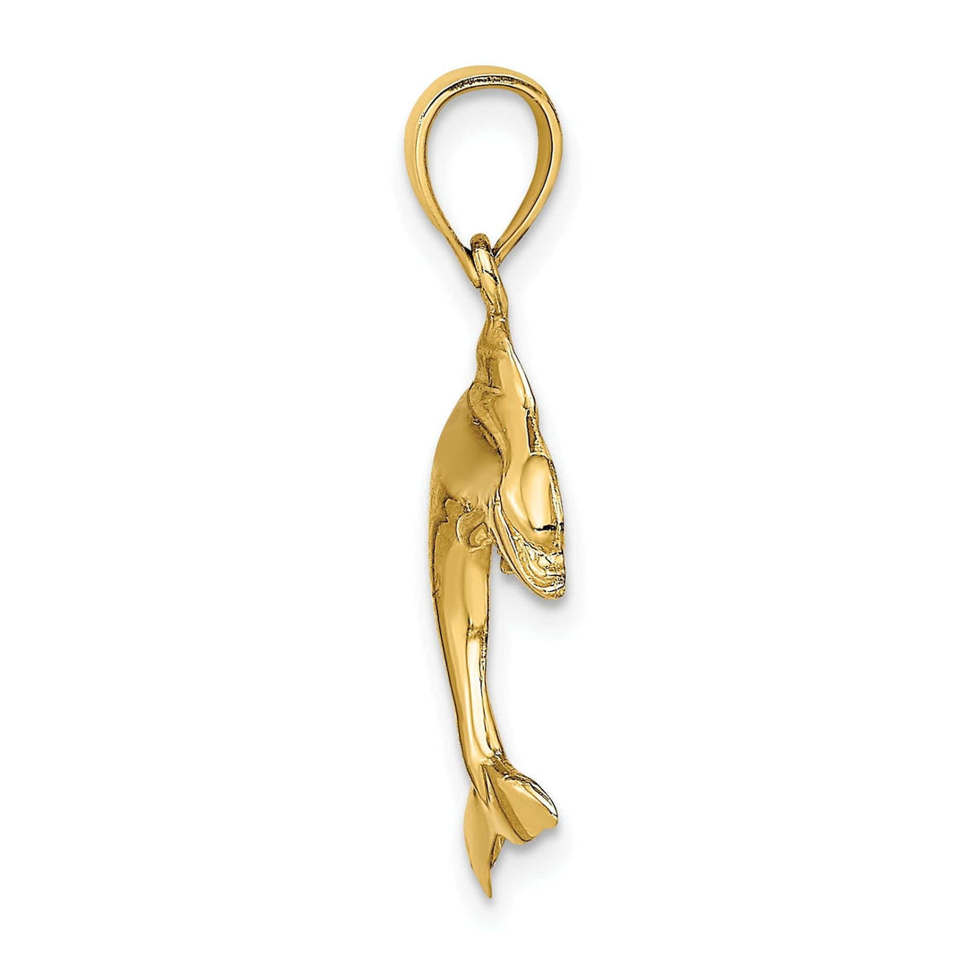 Lovely Rita's Pendants & Charms 14K Yellow Gold 2-Dimensional Polished Finish Dolphin Jumping Design Charm Pendant