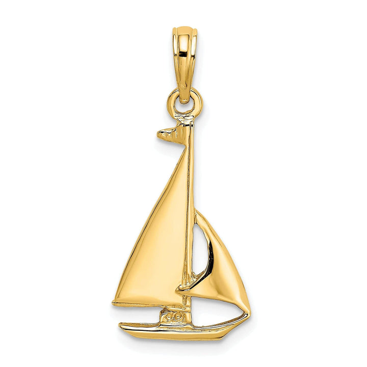 Lovely Rita's Pendants & Charms 14K Yellow Gold 2-Dimensional Polished Finished Sailboat Charm Pendant