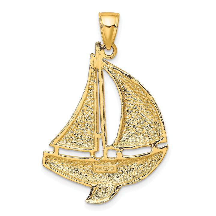 Lovely Rita's Pendants & Charms 14K Yellow Gold 2-Dimensional Polished Finished Sailboat Charm Pendant