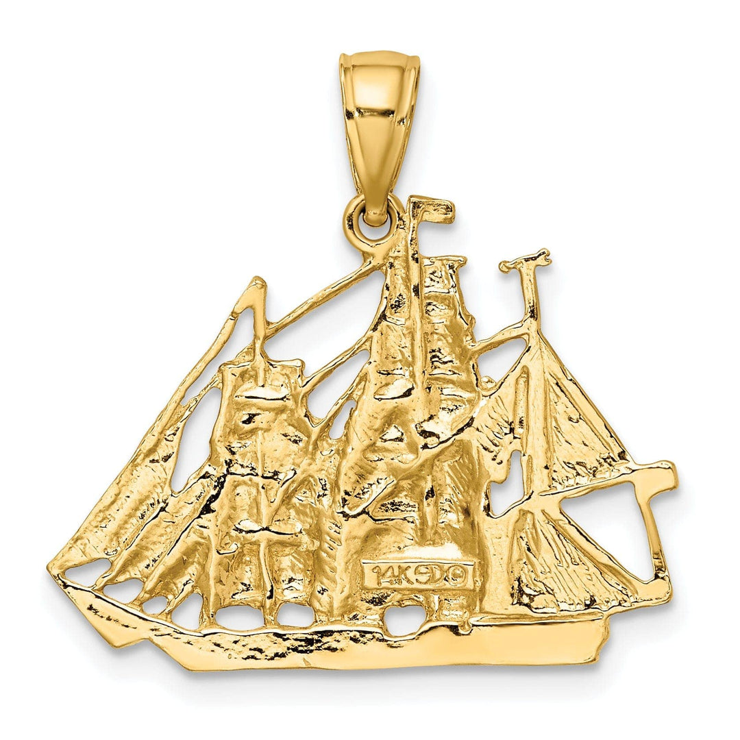 Lovely Rita's Pendants & Charms 14K Yellow Gold 2-Dimensional Polished Finished Sailing Ship Charm Pendant