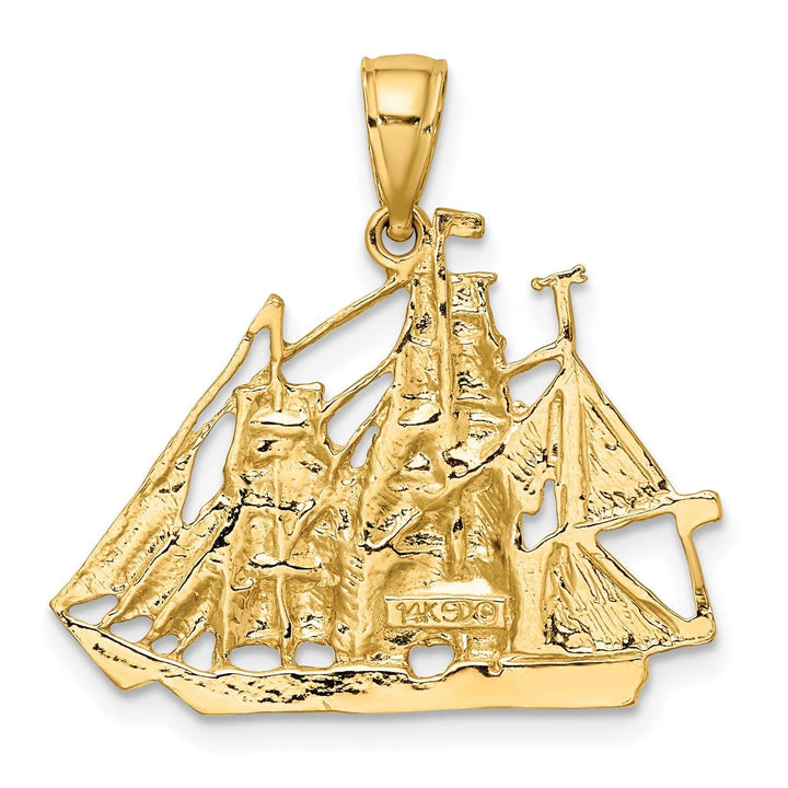 Lovely Rita's Pendants & Charms 14K Yellow Gold 2-Dimensional Polished Finished Sailing Ship Charm Pendant