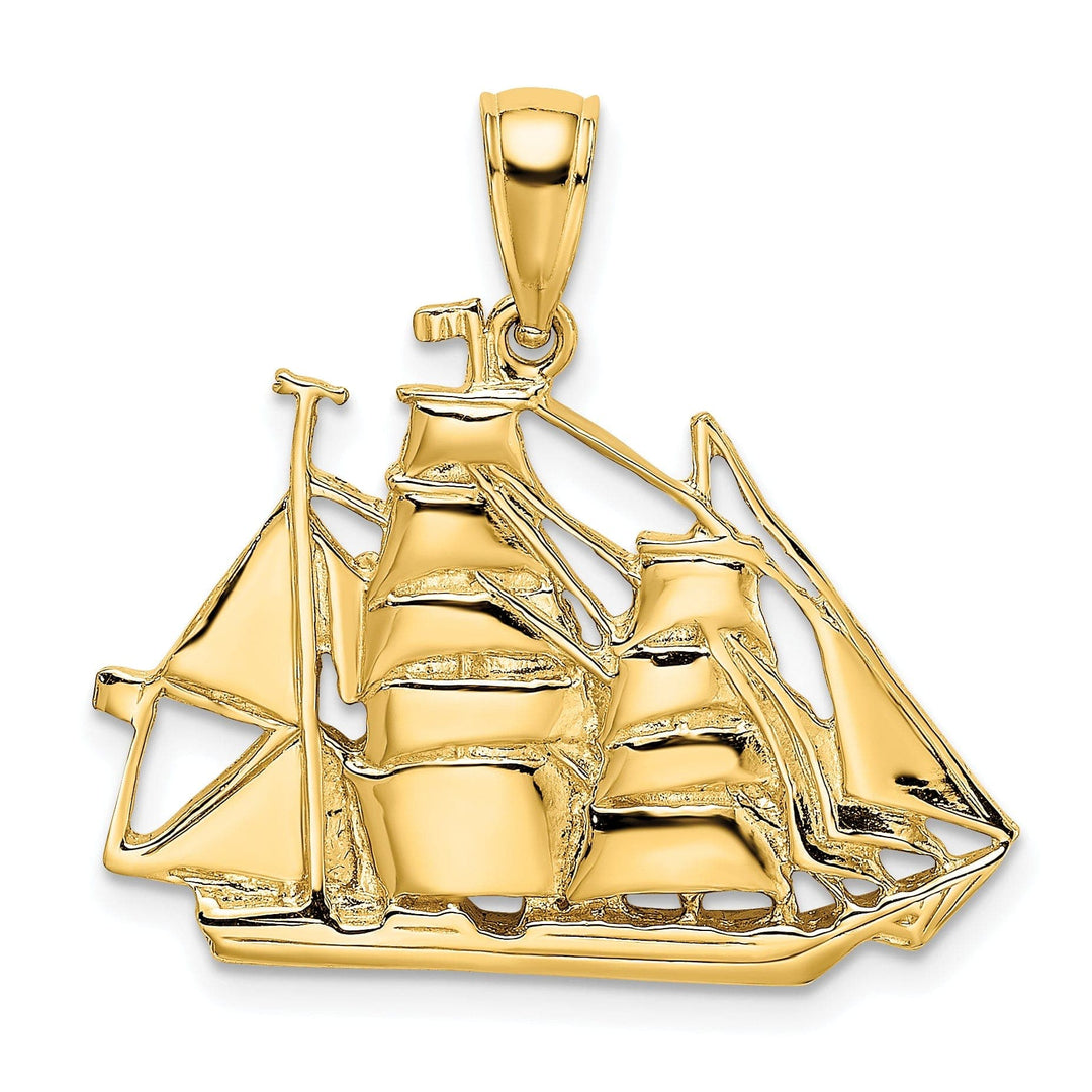 Lovely Rita's Pendants & Charms 14K Yellow Gold 2-Dimensional Polished Finished Sailing Ship Charm Pendant
