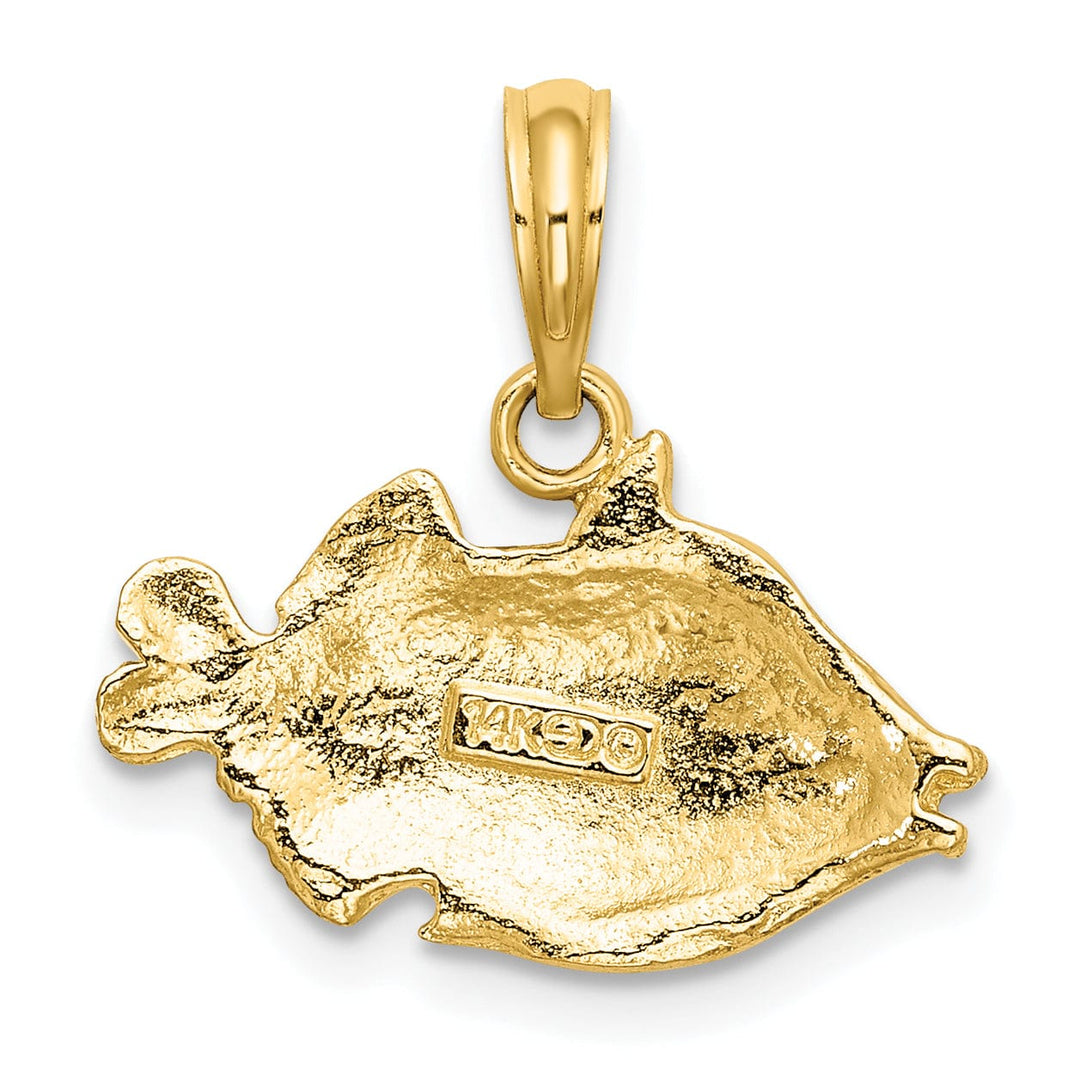 Lovely Rita's Pendants & Charms 14K Yellow Gold 2-Dimensional Polished Textured Finish Fish Charm Pendant