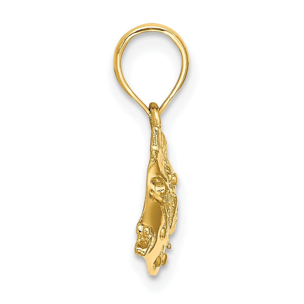 Lovely Rita's Pendants & Charms 14K Yellow Gold 2-Dimensional Polished Textured Finish Fish Charm Pendant