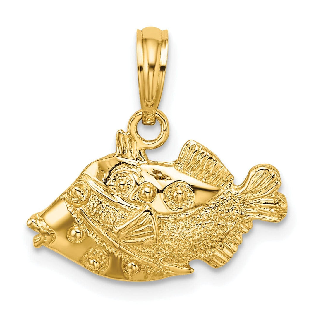 Lovely Rita's Pendants & Charms 14K Yellow Gold 2-Dimensional Polished Textured Finish Fish Charm Pendant