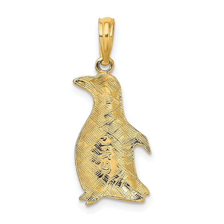 Lovely Rita's Pendants & Charms 14K Yellow Gold 2-Dimensional Polished Textured Finish Penguin Bird Charm Pendants
