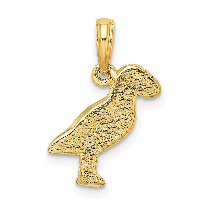 Lovely Rita's Pendants & Charms 14K Yellow Gold 2-Dimensional Polished Textured Finish Puffin Bird Charm Pendants